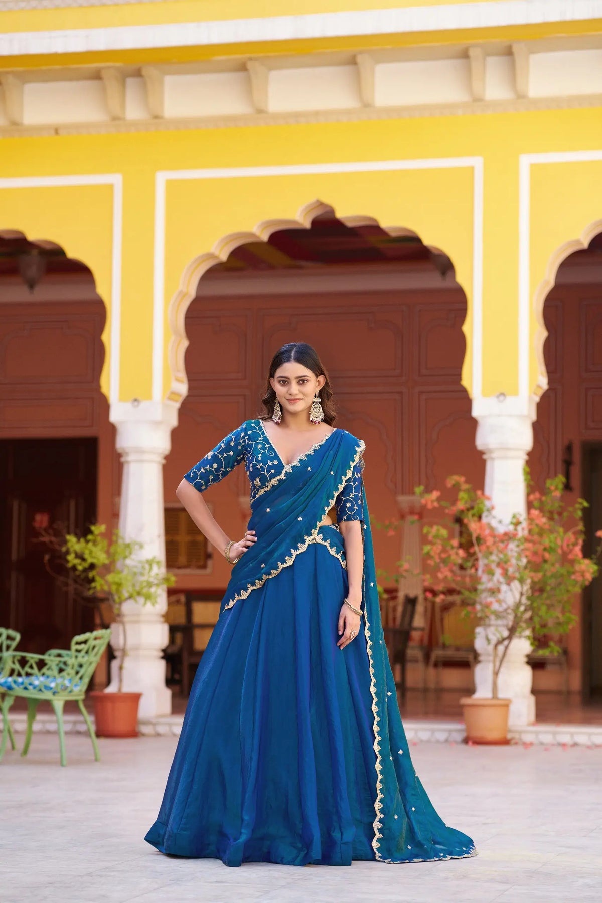 Wine Fendi Silk Sequin Lehenga Set