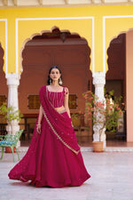 Wine Fendi Silk Sequin Lehenga Set