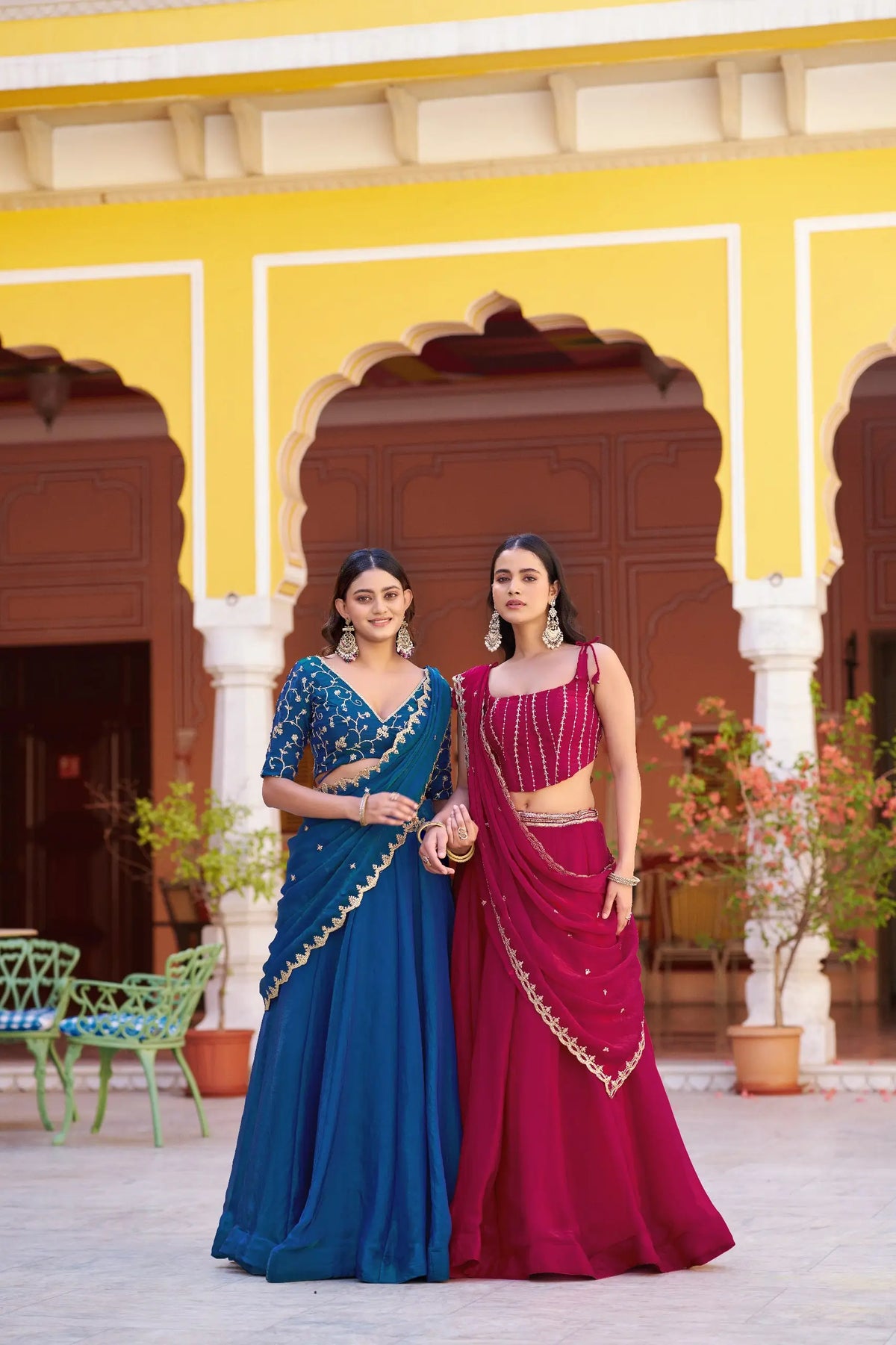 Wine Fendi Silk Sequin Lehenga Set
