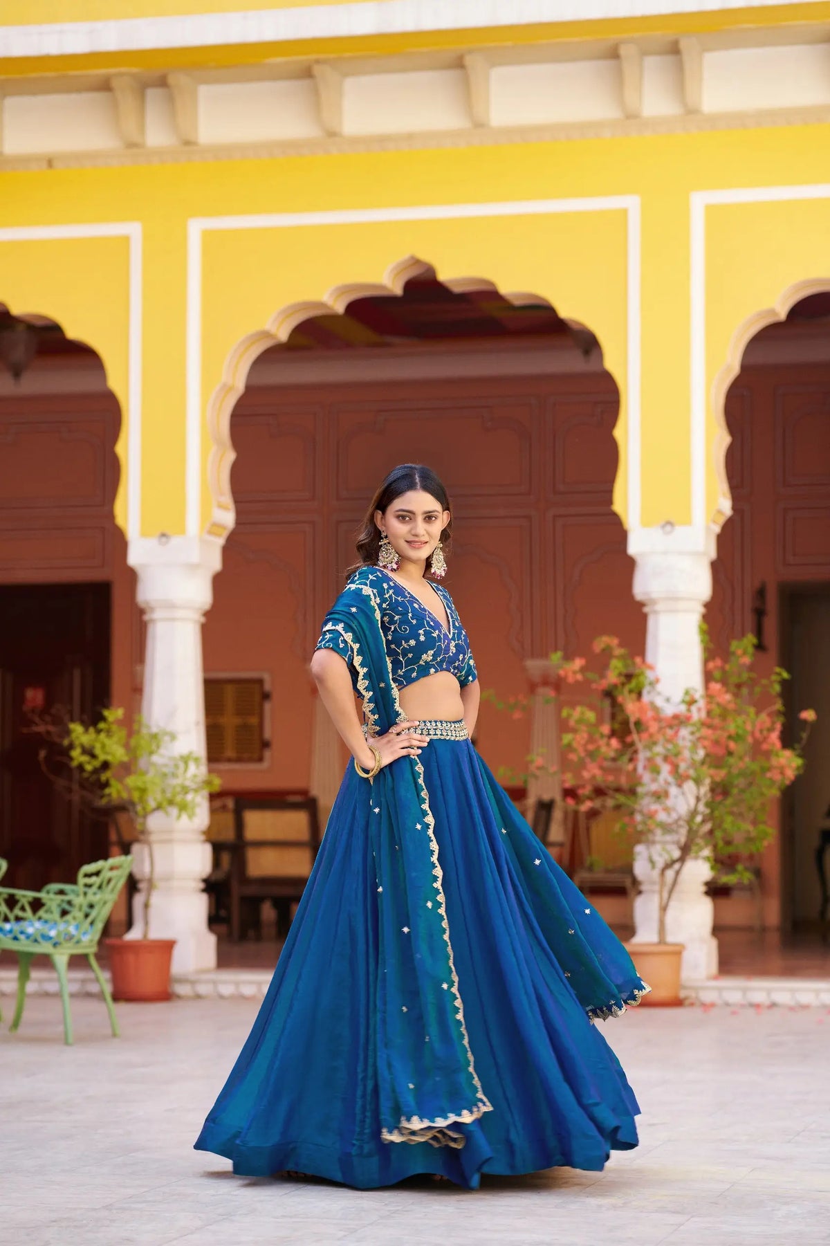 Wine Fendi Silk Sequin Lehenga Set