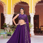 Wine Fendi Silk Sequin Lehenga Set
