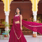 Wine Fendi Silk Sequin Lehenga Set