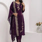 Wine Floral Vine Kurta