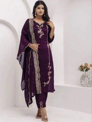 Wine Floral Vine Kurta
