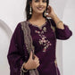 Wine Floral Vine Kurta