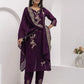 Wine Floral Vine Kurta