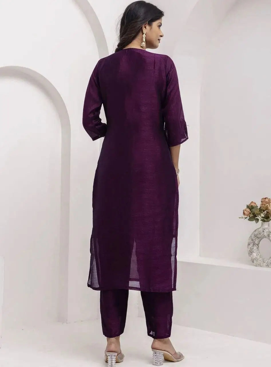 Wine Floral Vine Kurta
