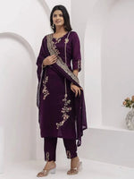 Wine Floral Vine Kurta