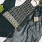 Wine & Green Backless Georgette Gharara Set with Embroidery