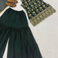 Wine & Green Backless Georgette Gharara Set with Embroidery