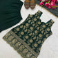 Wine & Green Backless Georgette Gharara Set with Embroidery