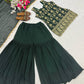 Wine & Green Backless Georgette Gharara Set with Embroidery