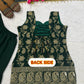 Wine & Green Backless Georgette Gharara Set with Embroidery