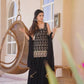 Wine & Green Backless Georgette Gharara Set with Embroidery