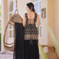 Wine & Green Backless Georgette Gharara Set with Embroidery