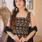 Wine & Green Backless Georgette Gharara Set with Embroidery