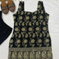 Wine & Green Backless Georgette Gharara Set with Embroidery