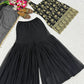 Wine & Green Backless Georgette Gharara Set with Embroidery
