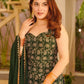 Wine & Green Backless Georgette Gharara Set with Embroidery