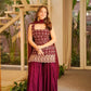 Wine & Green Backless Georgette Gharara Set with Embroidery