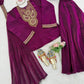 Wine Heavy Fendy Silk Embroidered Sharara Suit Set with Thread Sequins Dupatta | Festive Party Wear