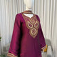 Wine Heavy Fendy Silk Embroidered Sharara Suit Set with Thread Sequins Dupatta | Festive Party Wear