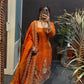 Wine Heavy Fendy Silk Embroidered Sharara Suit Set with Thread Sequins Dupatta | Festive Party Wear