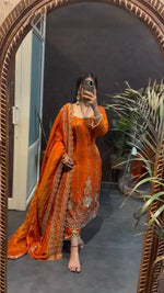Wine Heavy Fendy Silk Embroidered Sharara Suit Set with Thread Sequins Dupatta | Festive Party Wear