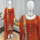 Wine Heavy Fendy Silk Embroidered Sharara Suit Set with Thread Sequins Dupatta | Festive Party Wear
