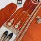 Wine Heavy Fendy Silk Embroidered Sharara Suit Set with Thread Sequins Dupatta | Festive Party Wear