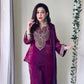 Wine Heavy Fendy Silk Embroidered Sharara Suit Set with Thread Sequins Dupatta | Festive Party Wear