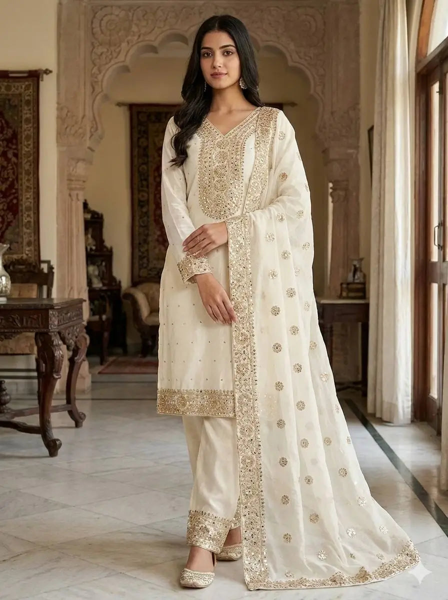 Wine Heavy Fendy Silk Embroidered Sharara Suit Set with Thread Sequins Dupatta | Festive Party Wear