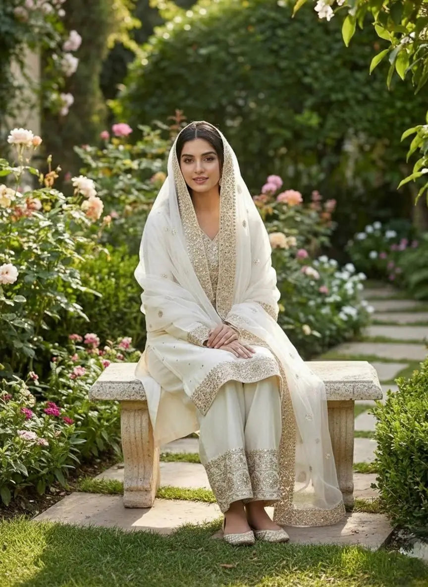 Wine Heavy Fendy Silk Embroidered Sharara Suit Set with Thread Sequins Dupatta | Festive Party Wear