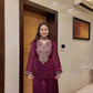 Wine Heavy Fendy Silk Embroidered Sharara Suit Set with Thread Sequins Dupatta | Festive Party Wear
