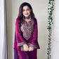Wine Heavy Fendy Silk Embroidered Sharara Suit Set with Thread Sequins Dupatta | Festive Party Wear