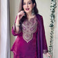 Wine Heavy Fendy Silk Embroidered Sharara Suit Set with Thread Sequins Dupatta | Festive Party Wear