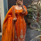 Wine Heavy Fendy Silk Embroidered Sharara Suit Set with Thread Sequins Dupatta | Festive Party Wear