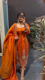 Wine Heavy Fendy Silk Embroidered Sharara Suit Set with Thread Sequins Dupatta | Festive Party Wear