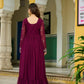 Wine Majesty Faux Blooming Beaded Embroidered Gown Set