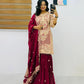 Wine Maroon Crunchy Silk Embroidered Kurti Palazzo Set for Wedding & Festive Wear