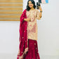 Wine Maroon Crunchy Silk Embroidered Kurti Palazzo Set for Wedding & Festive Wear