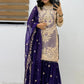 Wine Maroon Crunchy Silk Embroidered Kurti Palazzo Set for Wedding & Festive Wear