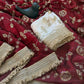 Wine Maroon & Ivory Peach Space Satin Bits Sequin Work Saree with Contrast Running Blouse