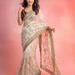 Wine Maroon & Ivory Peach Space Satin Bits Sequin Work Saree with Contrast Running Blouse