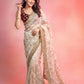 Wine Maroon & Ivory Peach Space Satin Bits Sequin Work Saree with Contrast Running Blouse