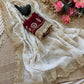 Wine Maroon & Ivory Peach Space Satin Bits Sequin Work Saree with Contrast Running Blouse