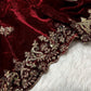 Wine Maroon Velvet Saree with Sequin Jari Embroidery