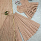 Wine Red Tabby Organza Kurti Plazzo Set with Golden Work