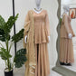 Wine Red Tabby Organza Kurti Plazzo Set with Golden Work