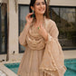 Wine Red Tabby Organza Kurti Plazzo Set with Golden Work